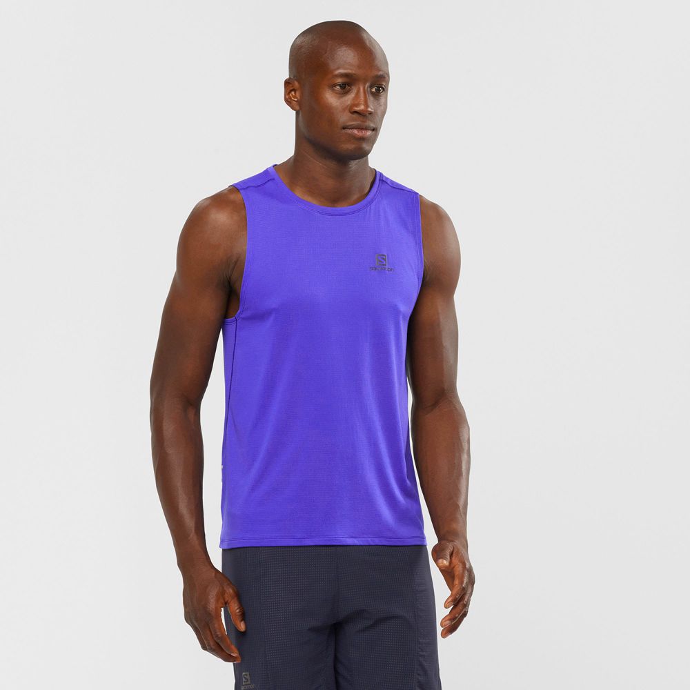 Salomon Singapore Mens Tank - AGILE M Blue | 92735-ZXGV